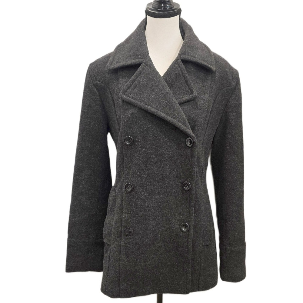 Y2K Vintage St. John's Bay Women's Medium Charcoal‎ Gray Wool Blend Peacoat 8/10